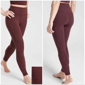 BNWT Athleta Inclination Moto Tight in antique burgundy maroon, size medium